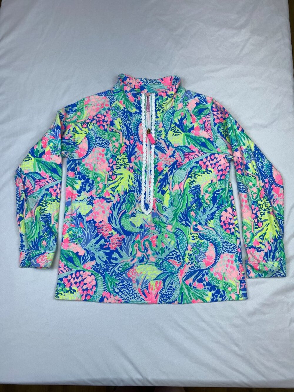 Lilly Pulitzer Girls Leona Popover Sirens Call Mermaid Lace Jacket XL
